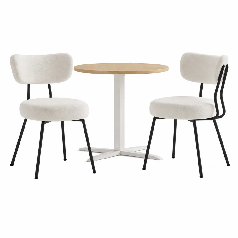 Lot de 2 chaises modernes en tissu peluche avec dossier courbé