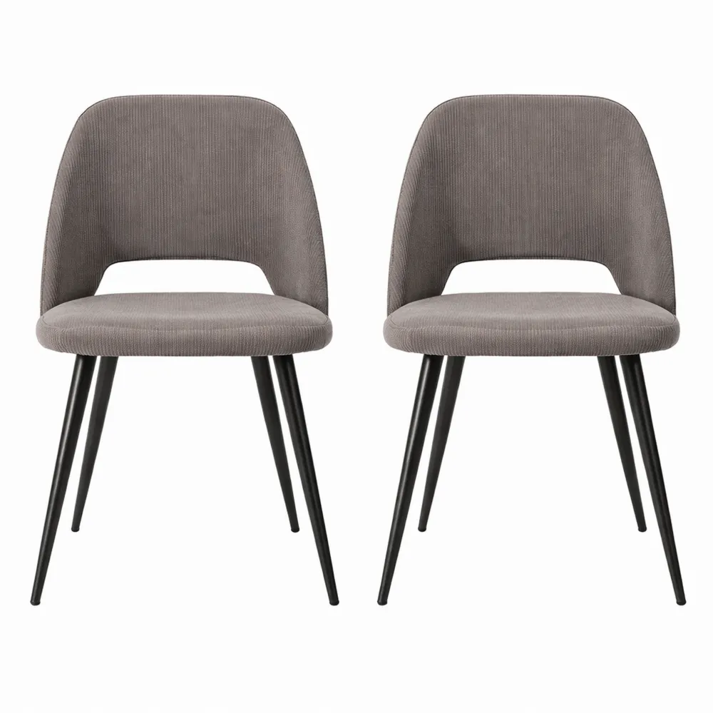 Ensemble de 2 chaises en velours côtelé pour salle à manger et salon