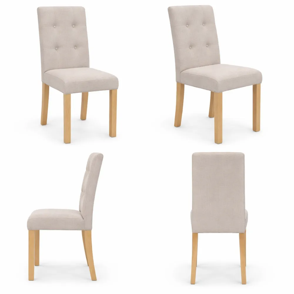 Ensemble de 6 chaises capitonnées beiges pour salle à manger
