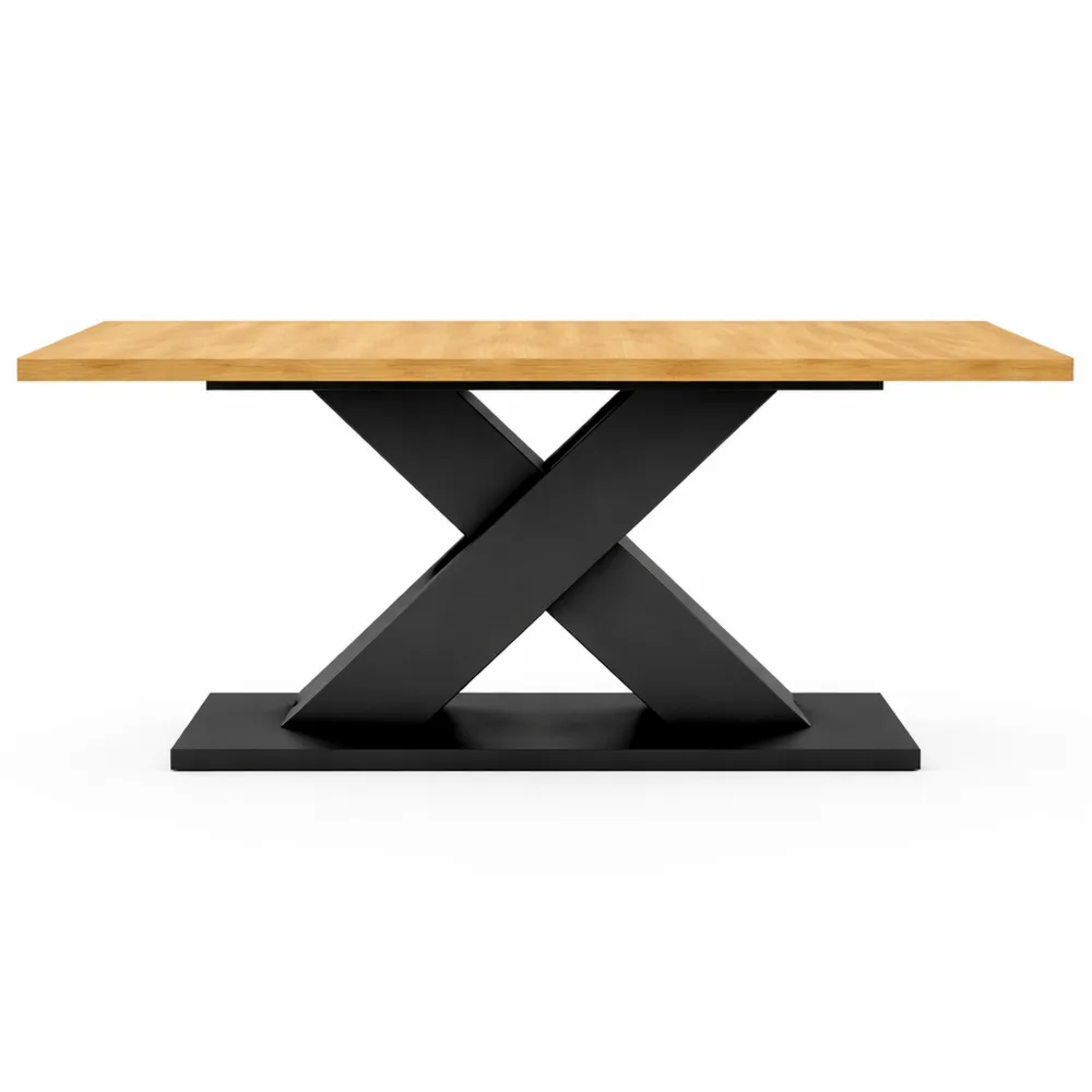 Table à Manger Extensible pour 6 à 10 Personnes, Rectangle, Bois et Noir