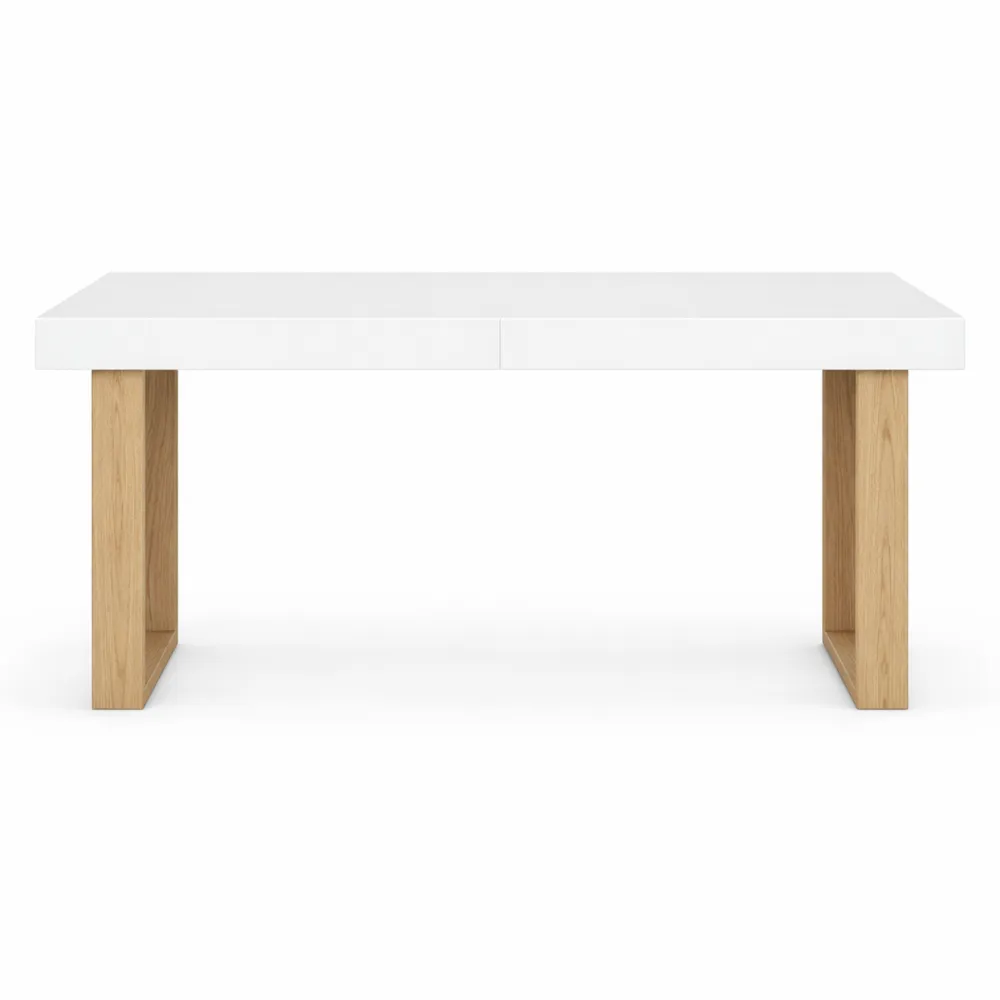 Table à Manger Extensible Rectangulaire 4-8 Personnes Blanc