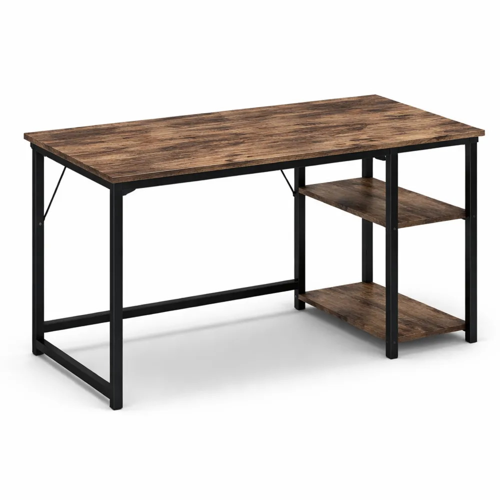 Bureau d'ordinateur avec rangement et étagères réglables