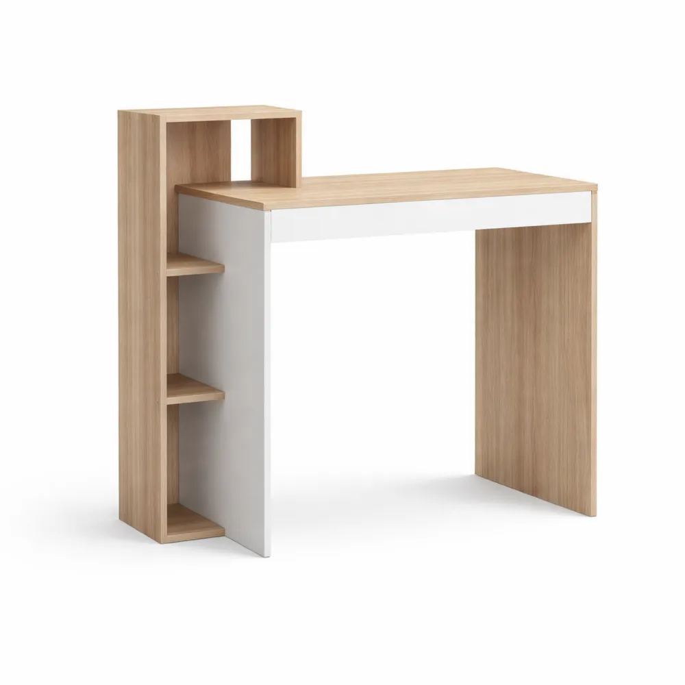 Bureau Compact avec Rangement et Étagères 110 cm