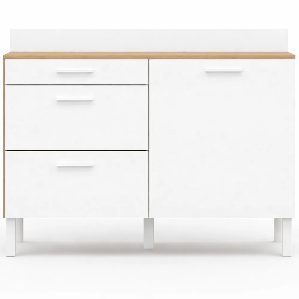 Buffet de Cuisine Bas 120 cm avec Porte et Tiroirs