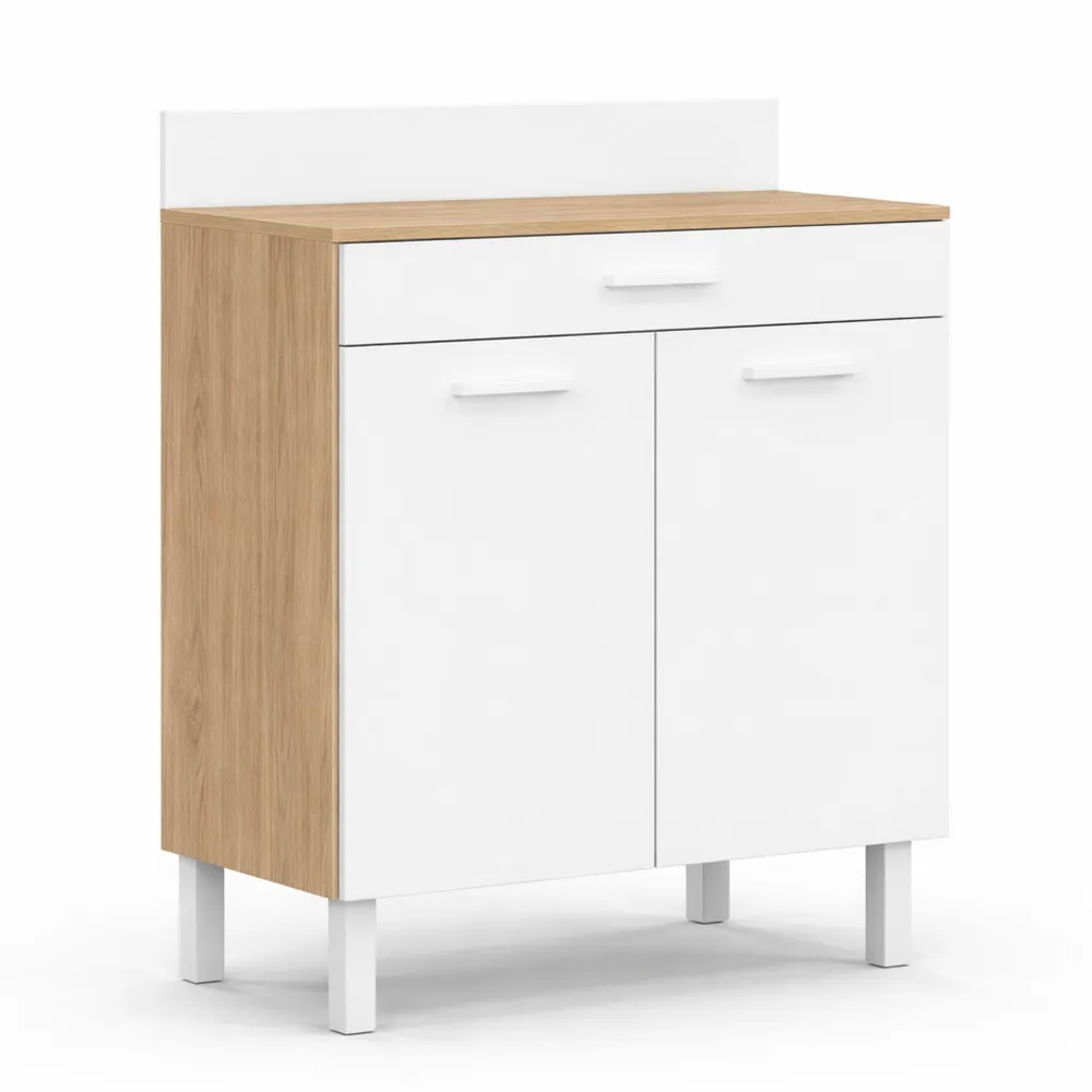 Buffet de Cuisine 80 cm avec 2 Portes et Tiroir