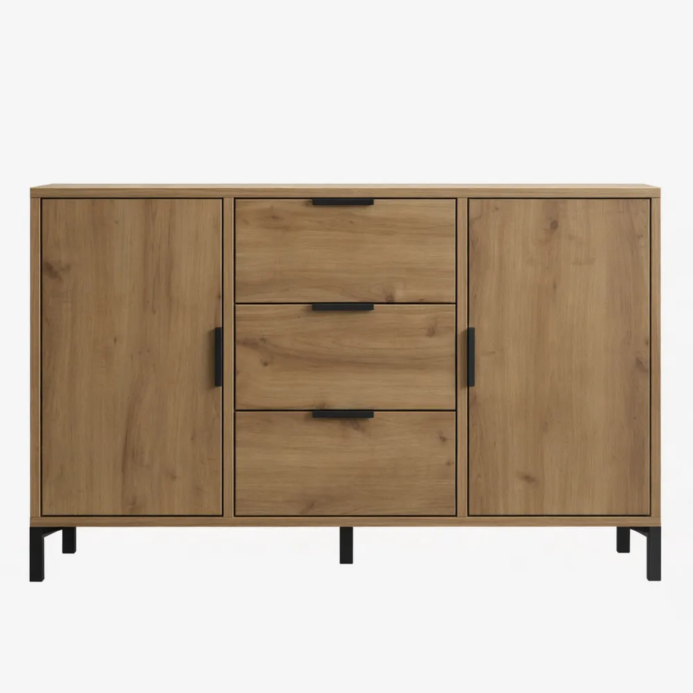 Commode de Rangement 120 cm avec Portes et Tiroirs