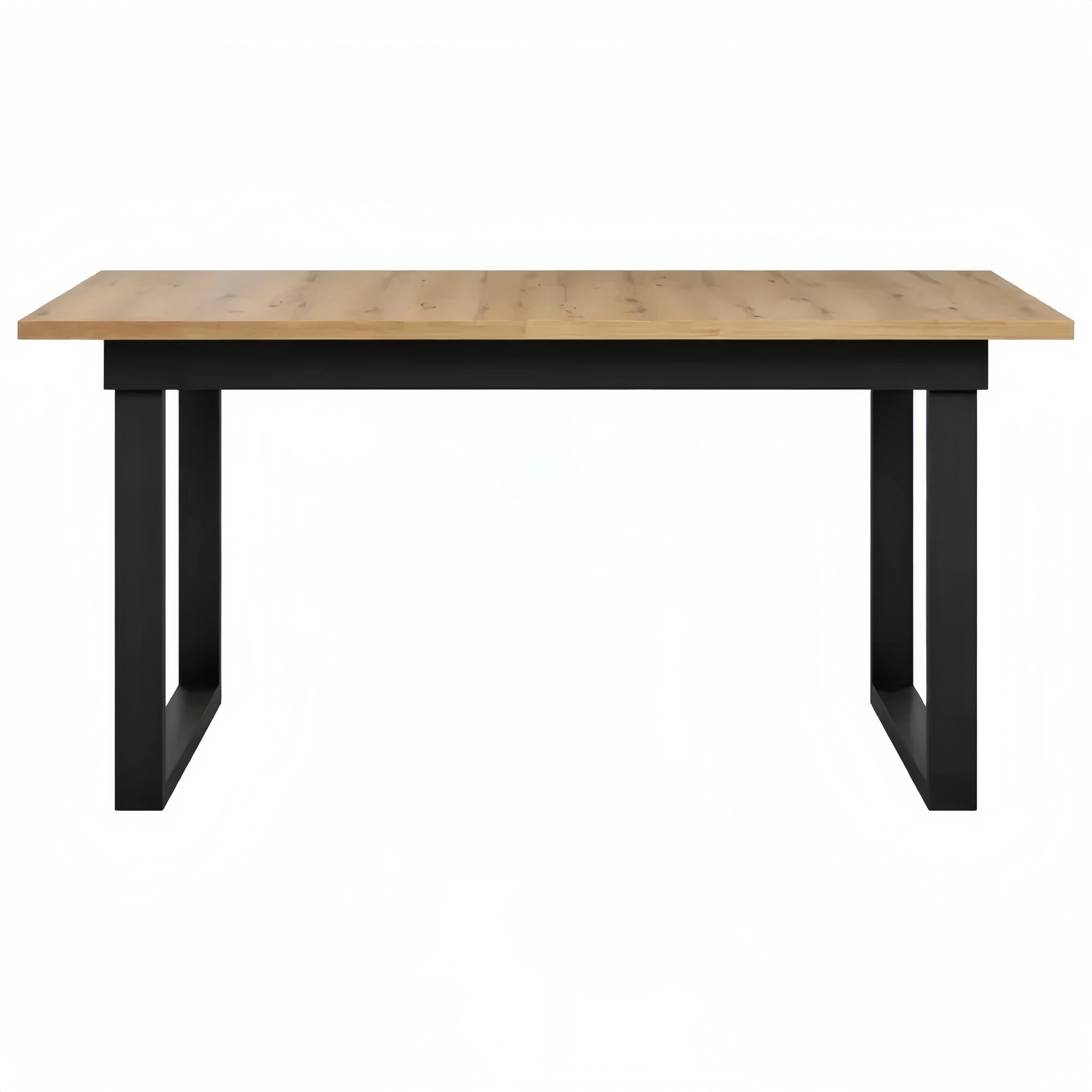 Table de Salle à Manger Extensible en Noir et Chêne avec Pieds Métalliques
