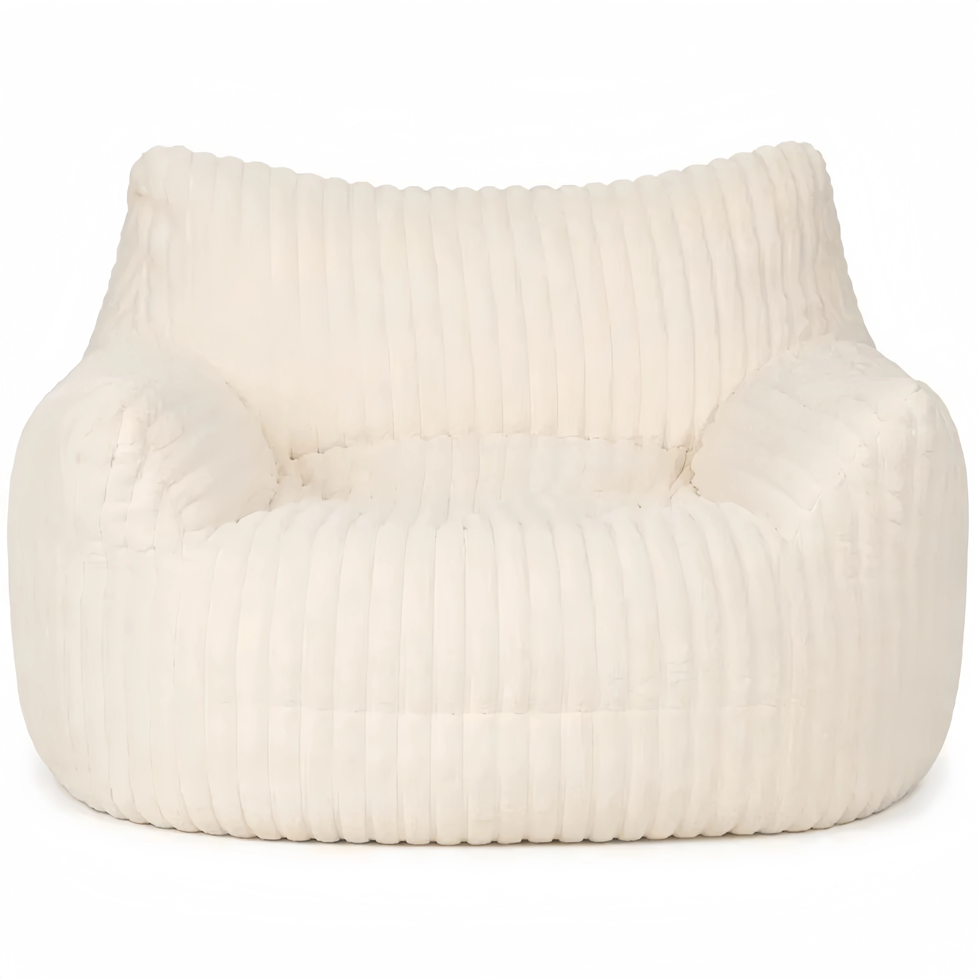 Fauteuil XL en Velours Côtelé Blanc Ultra-Confort