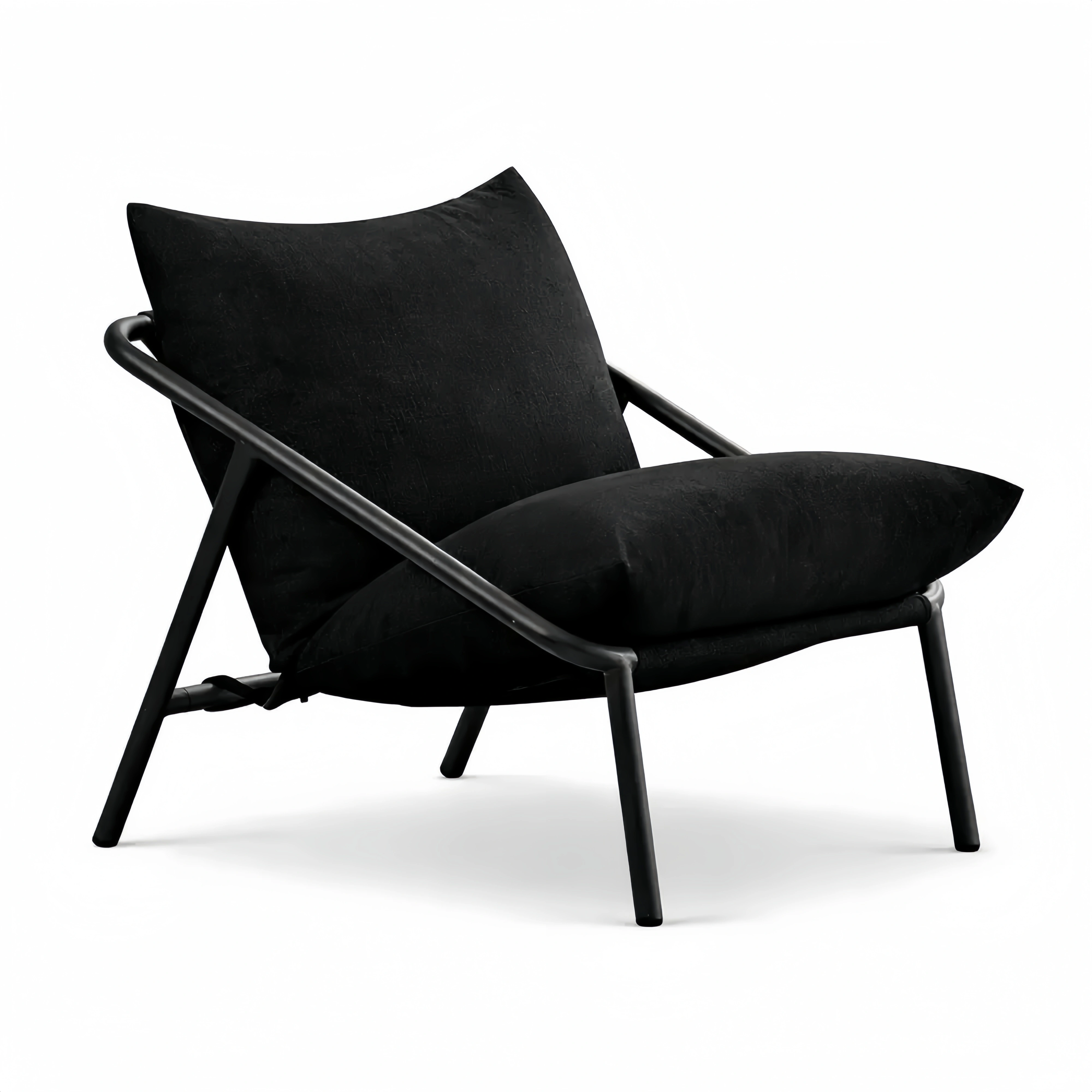 Chaise d'appoint en métal avec coussins en mousse, noir