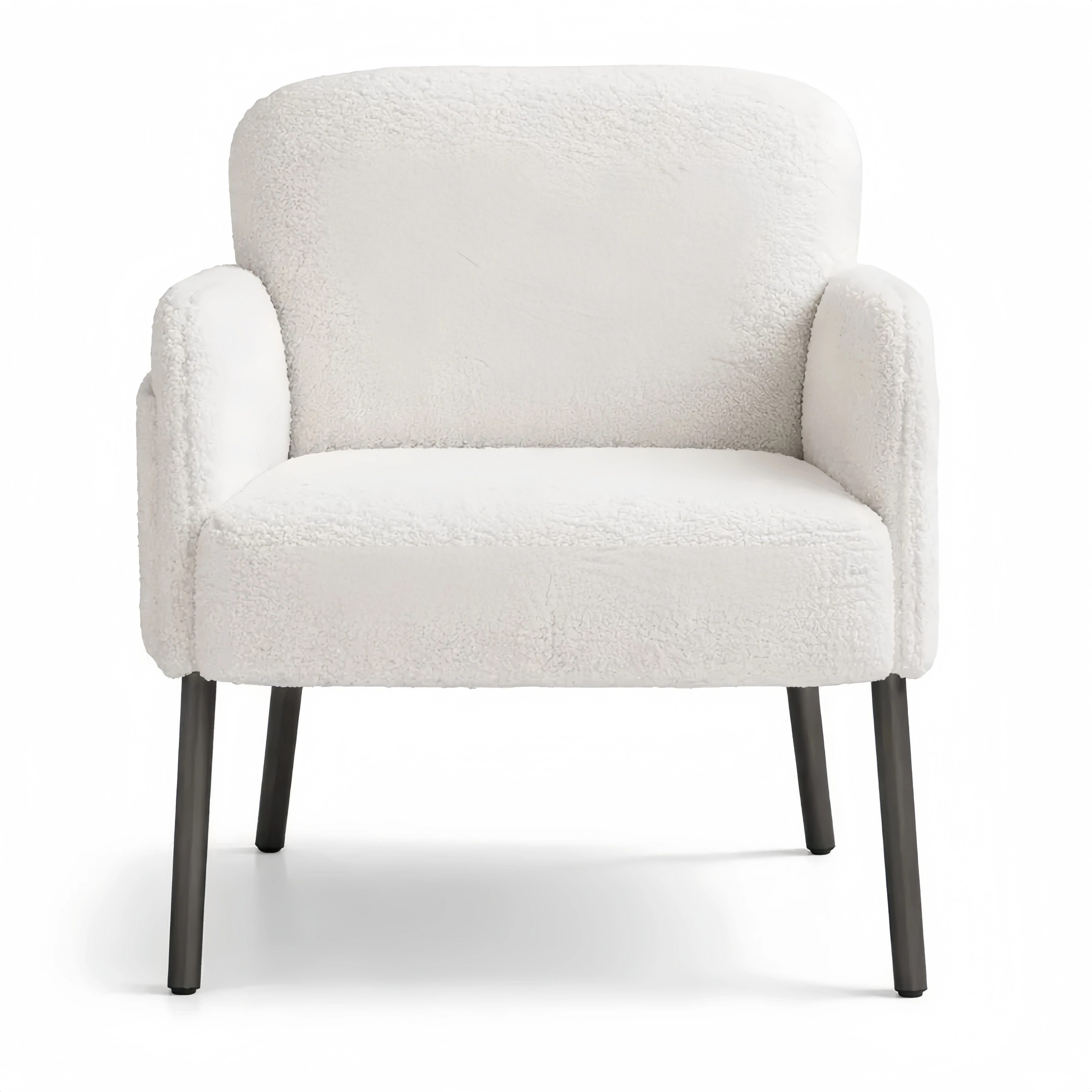 Fauteuil confortable en tissu avec pochettes et pieds métalliques pour salon