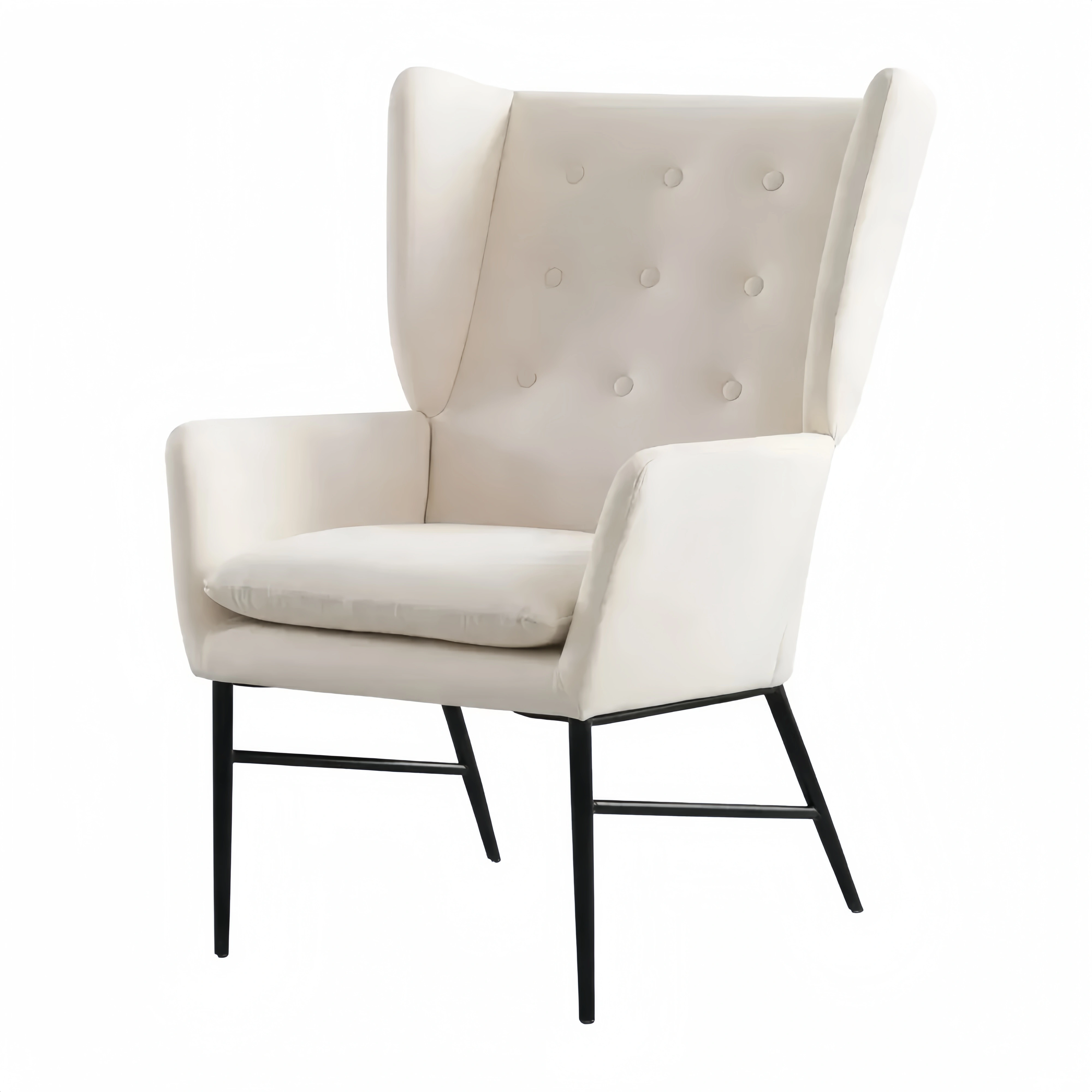 Chaise de Salon Rembourrée en Velours avec Accoudoirs Beige