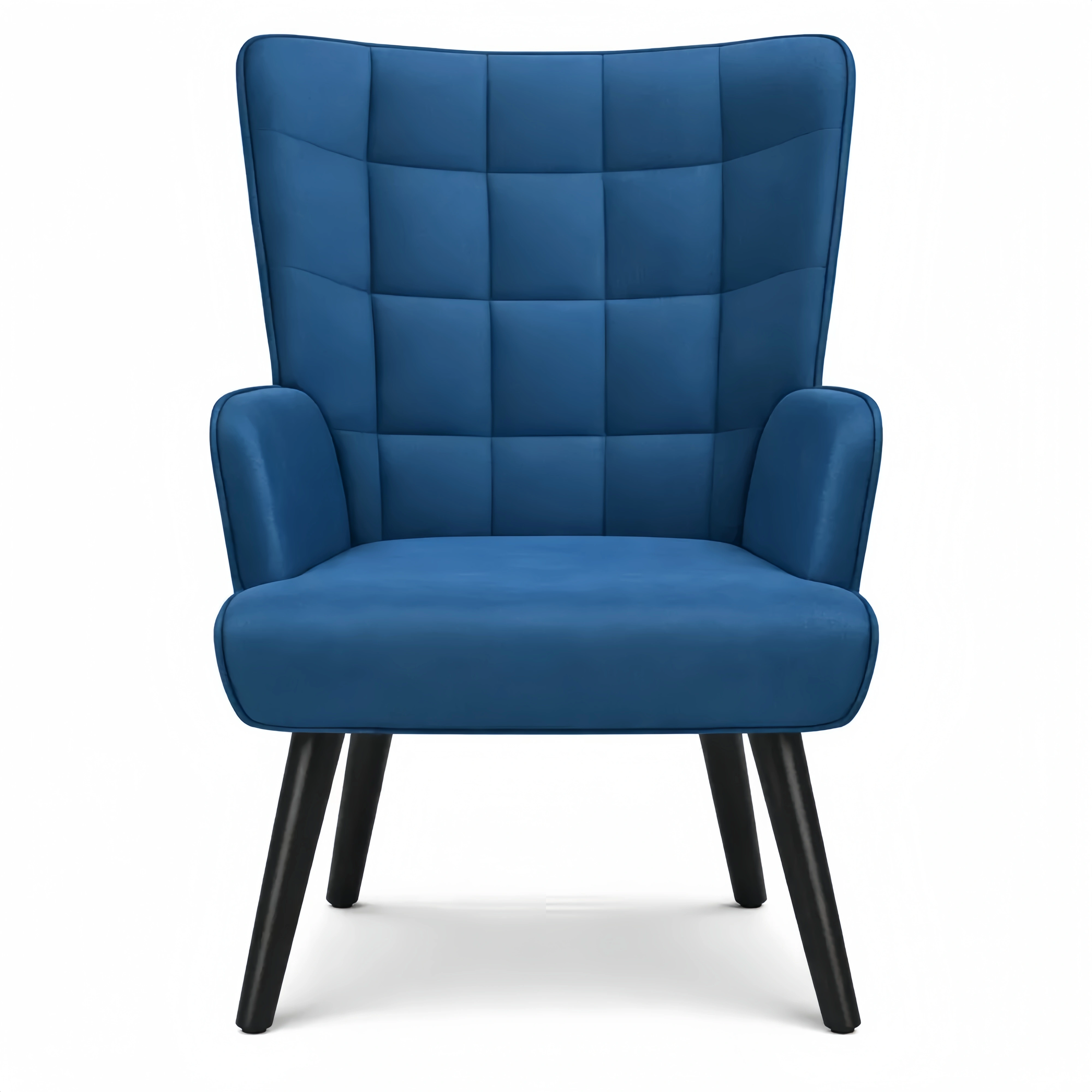 Fauteuil contemporain en velours bleu