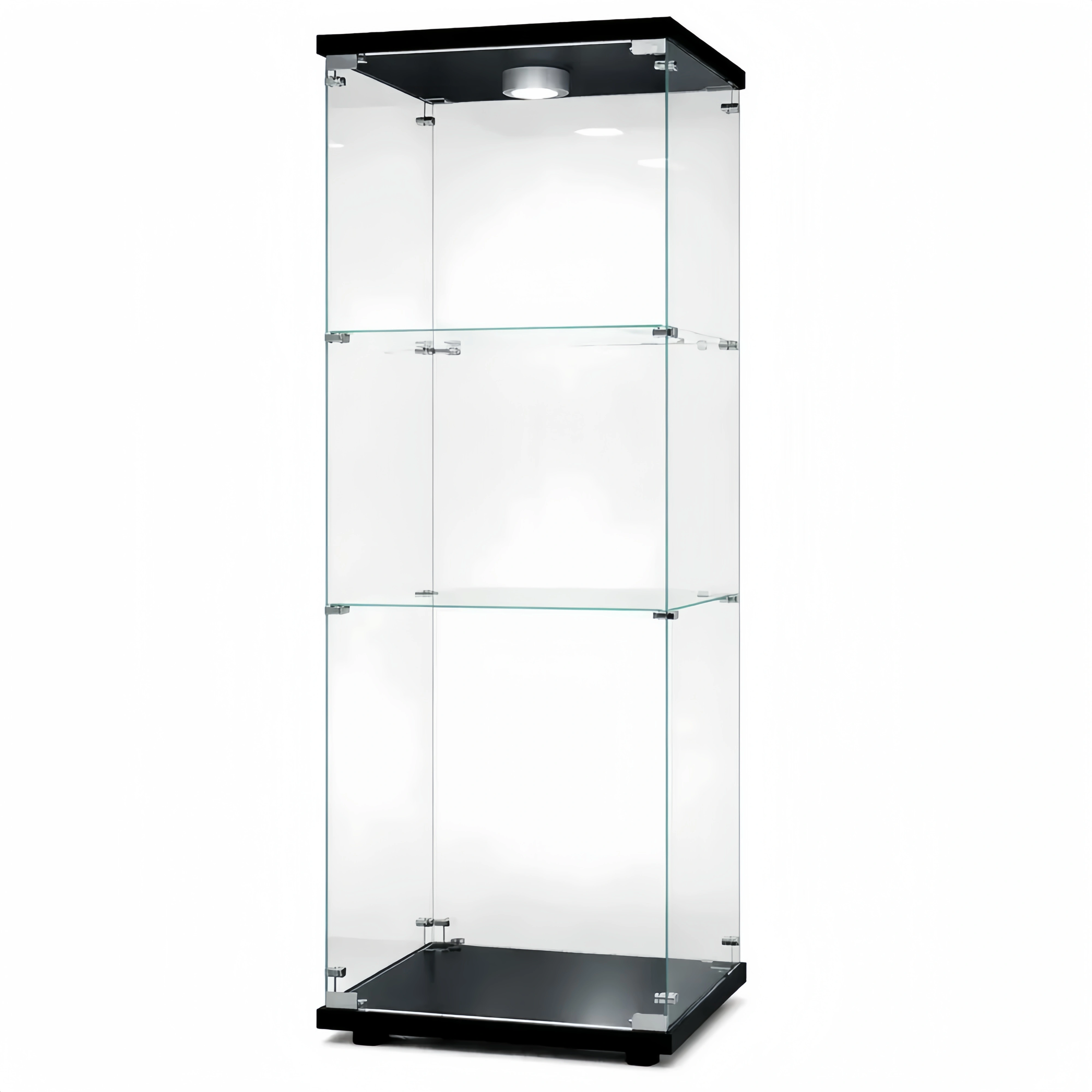 Armoire de Présentation en Verre Trempé, Antipoussière, 3 Niveaux avec Portes et Serrure