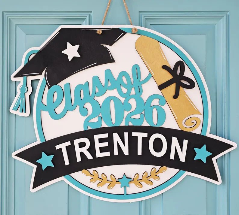 “Cap & Gown Legacy ” Personalized Graduation Hat Nameplate - Canvasgiftco