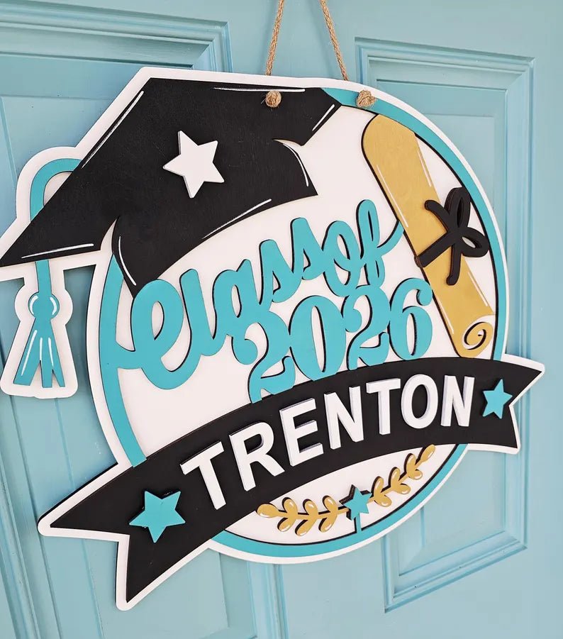 “Cap & Gown Legacy ” Personalized Graduation Hat Nameplate - Canvasgiftco