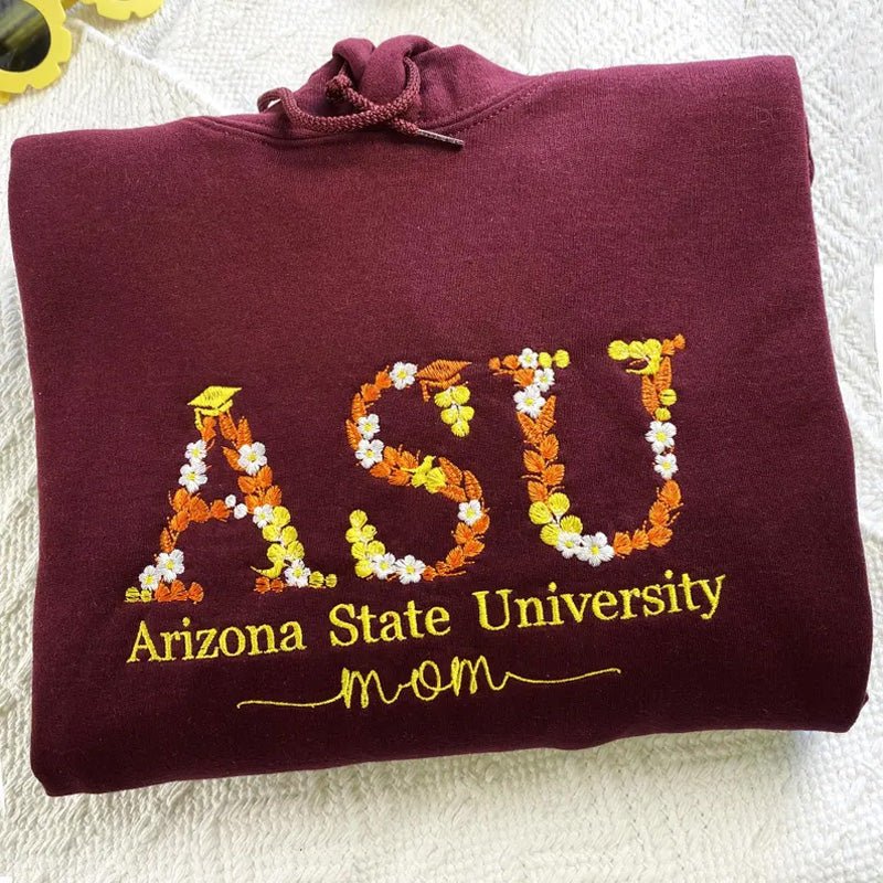 Custom College Floral Embroidered Sweatshirt - Canvasgiftco