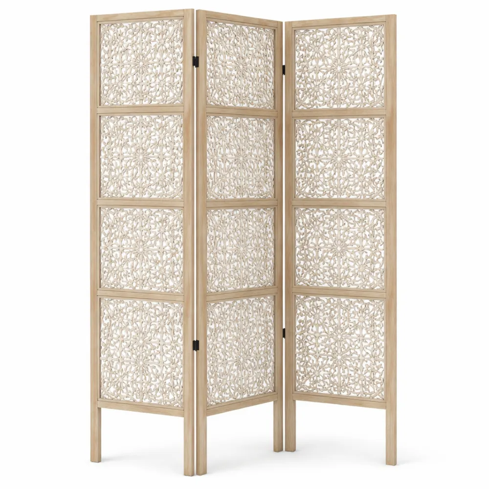 Paravent Décoratif en Bois avec Effet Blanchi 170 cm