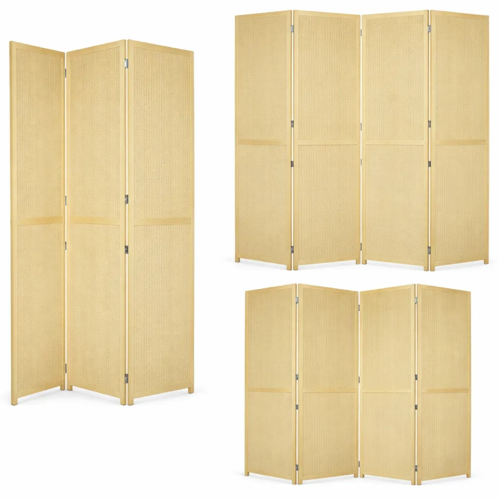 Paravent en bambou pliable 4 panneaux 180x180 cm pour séparation intérieure