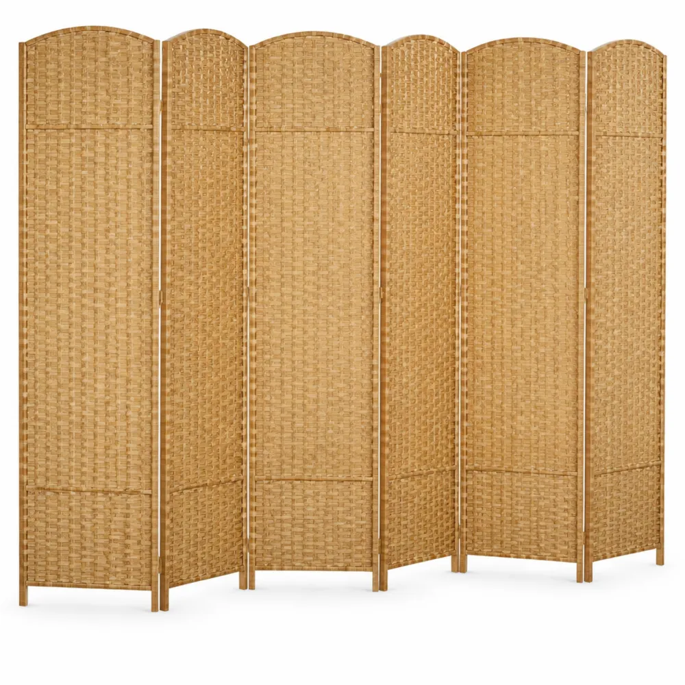 Paravent pliant en bois tissé pour intérieur, 6 panneaux, 240 x 170 cm, séparateur pour salon et chambre