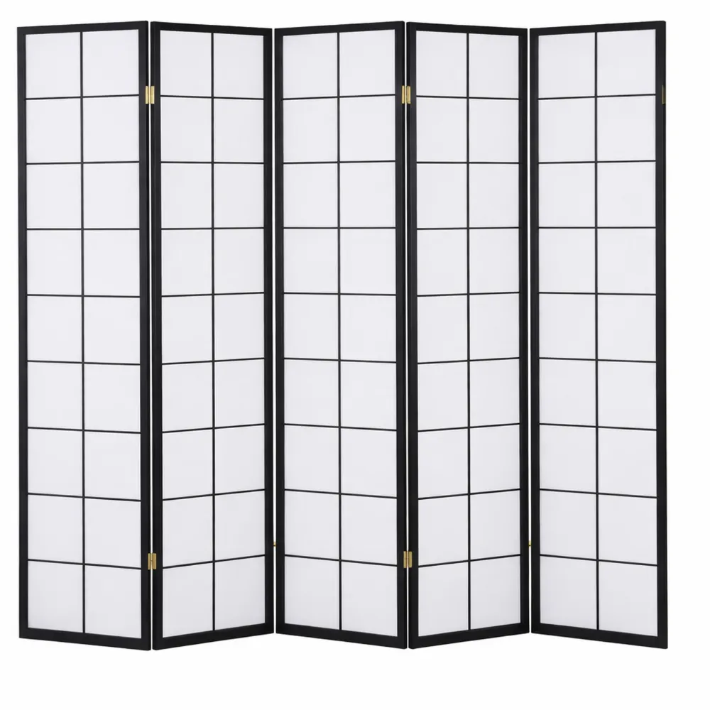 Paravent à 6 Panneaux en Bois Noir