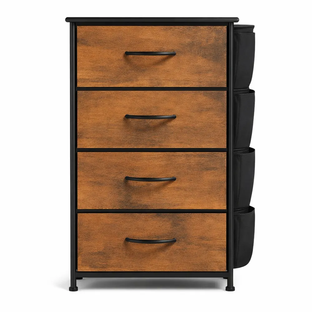 Meuble de Rangement en Tissu à 5 Tiroirs avec Poches Latérales