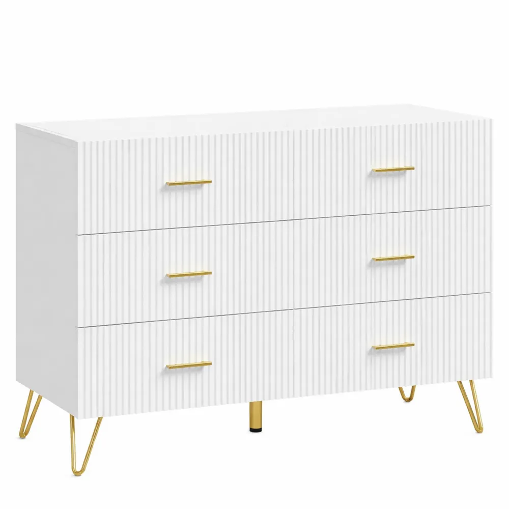 Commode 6 Tiroirs en Bois et Métal pour Intérieur