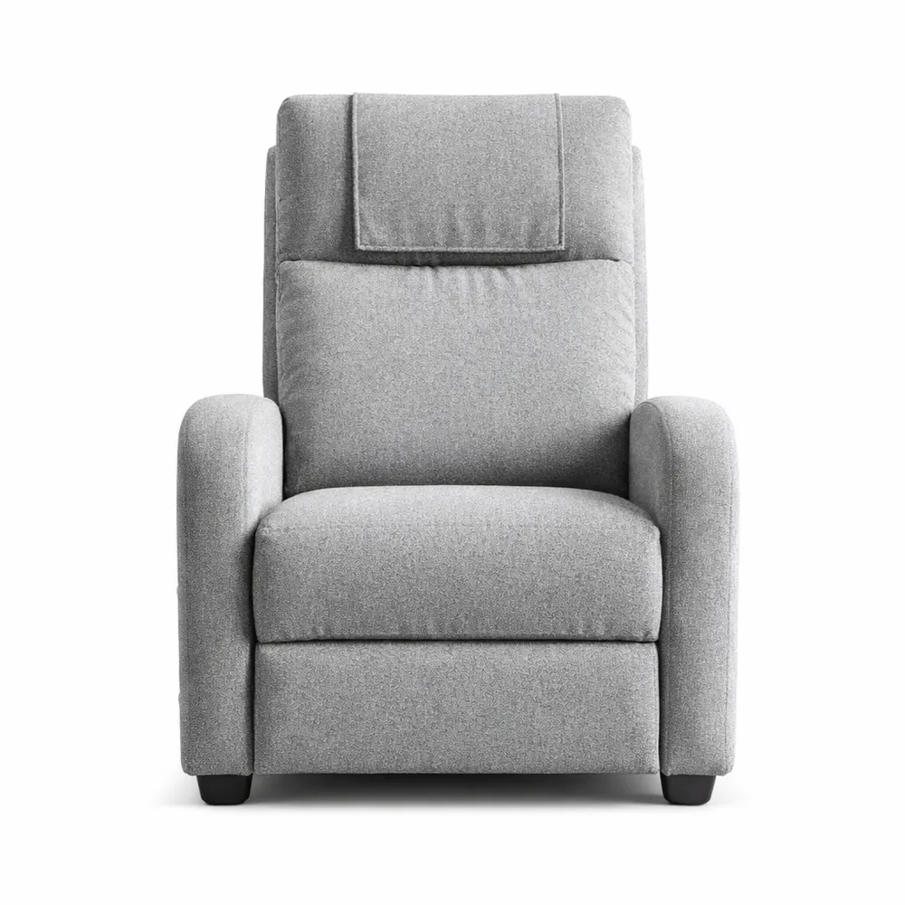 Fauteuil de Relaxation avec Ports USB et Chargeur Type-C, Dossier et Repose-pieds Ajustables, Tissu Lin