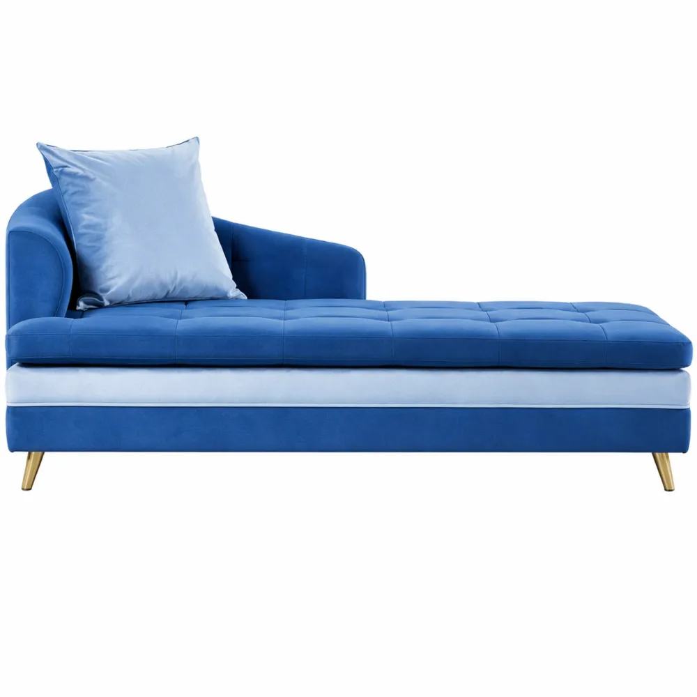 Canapé d'Angle Gauche en Velours Bleu