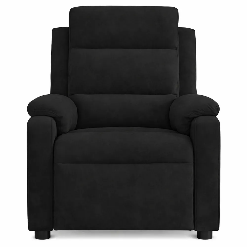 Fauteuil de Relaxation avec Repose-Pieds, Dossier Inclinable et Accoudoirs Confortables, Salon Moderne en Velours Noir