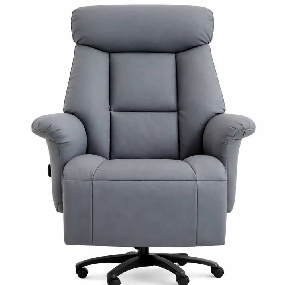 Fauteuil inclinable pivotant avec repose-pied ajustable en cuir synthétique