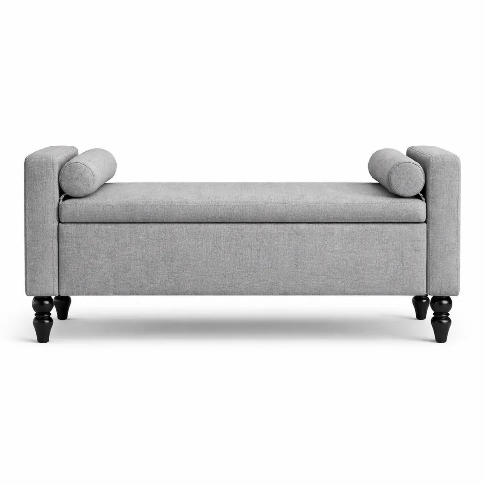 Banc de Rangement en Lin 116x45 cm avec Coussins, Pour Chambre et Salon