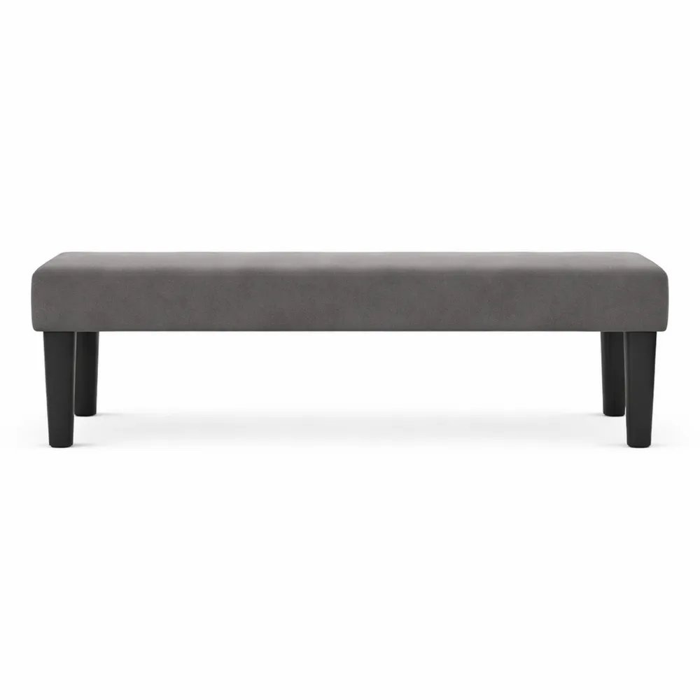 Banc en velours gris foncé pour entrée ou chambre