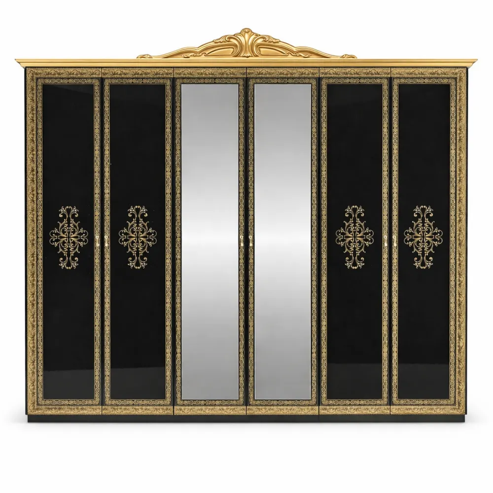 Armoire Baroque avec Portes Miroir et Rangement Ample