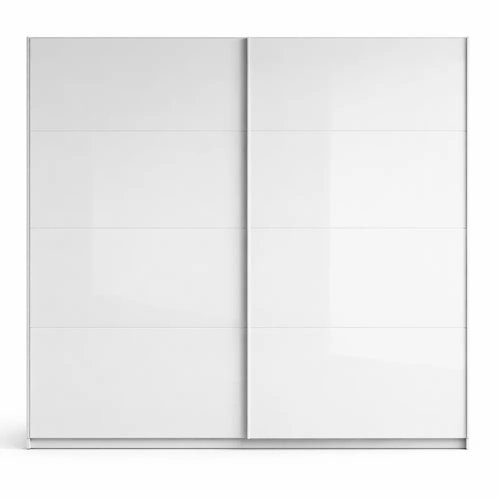 Grande armoire à portes coulissantes, blanche brillante, 220x210x61cm