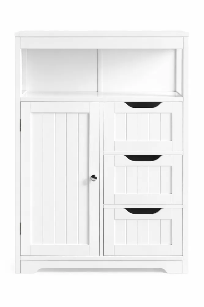 Commode de Salle de Bain avec Tiroirs et Placard Blanc