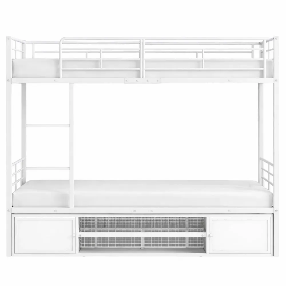 Lit superposé fonctionnel pour enfant avec rangement intégré