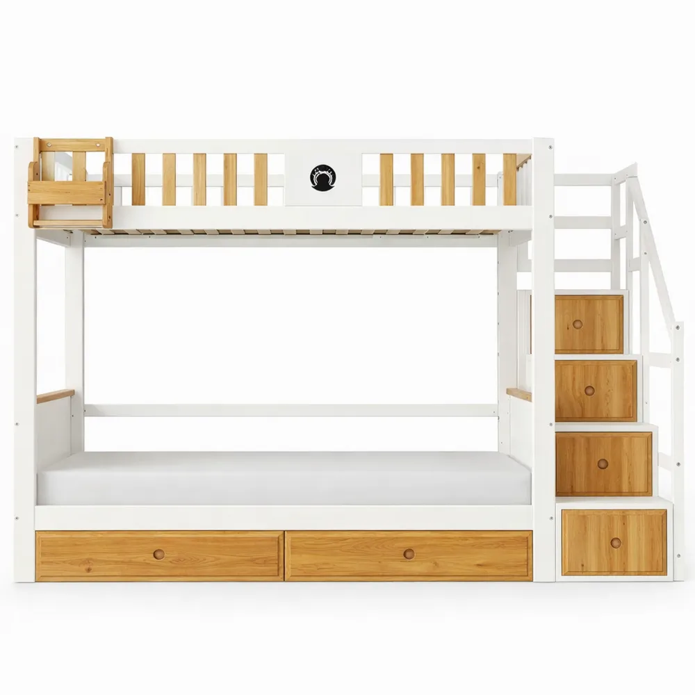 Lit mezzanine avec rangement intégré et sécurité enfants