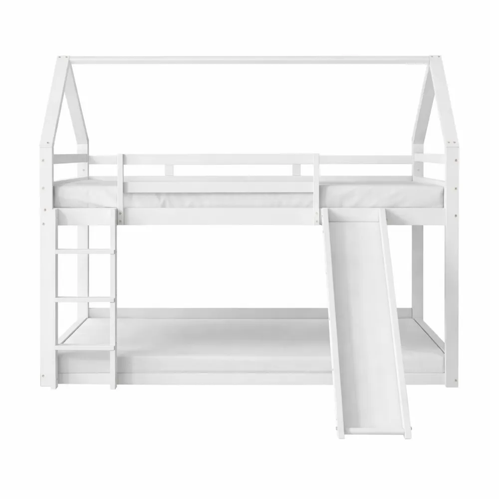 Lit Cabane Enfant avec Toboggan et Échelle, Sécurité Optimisée, Cadre en Pin