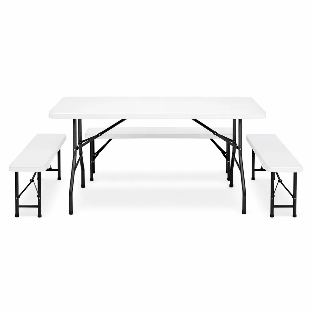 Table pliante portable avec bancs pour camping et réceptions