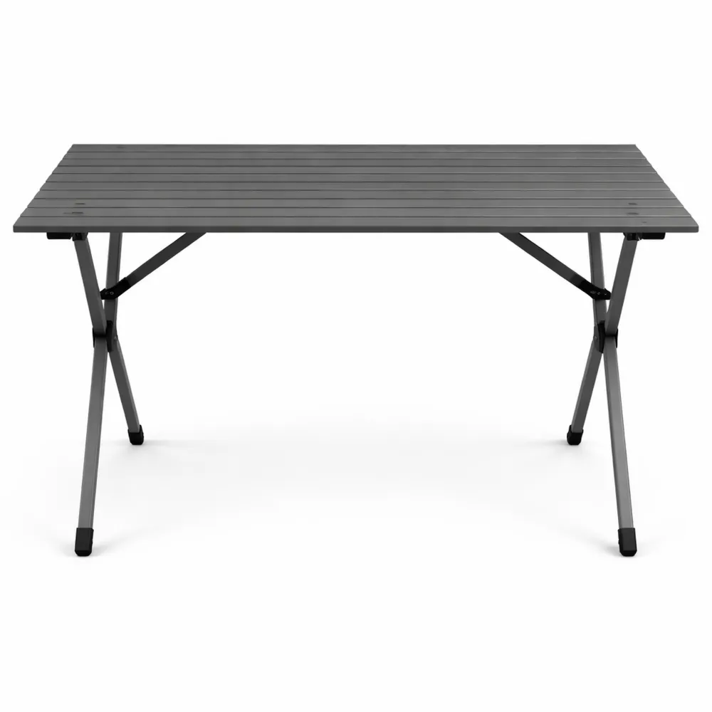 Table de Camping Pliable en Aluminium, 4-6 Personnes, avec Sac de Transport, Gris