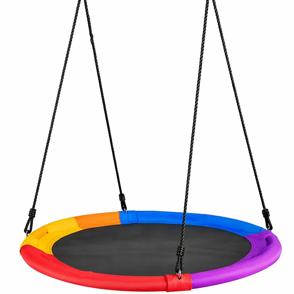 Balançoire Ronde Multicolore pour Jardin, Charge 150 KG, Hauteur Ajustable 100-180 CM