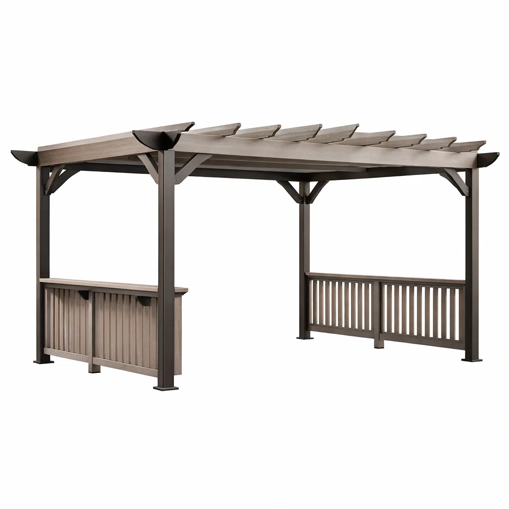 Pergola aus Holz und Aluminium Grau