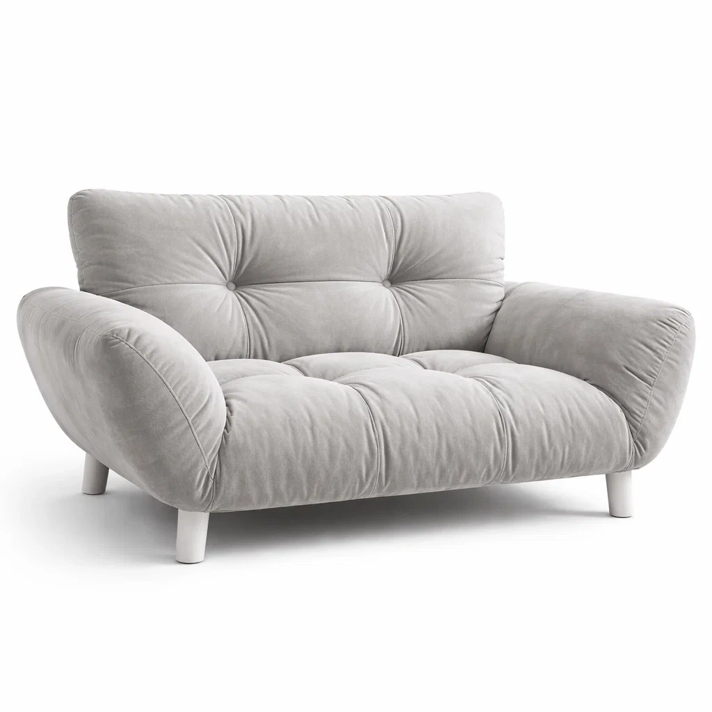 Sofa aus Holz und Samtstoff Grau Zweisitzer