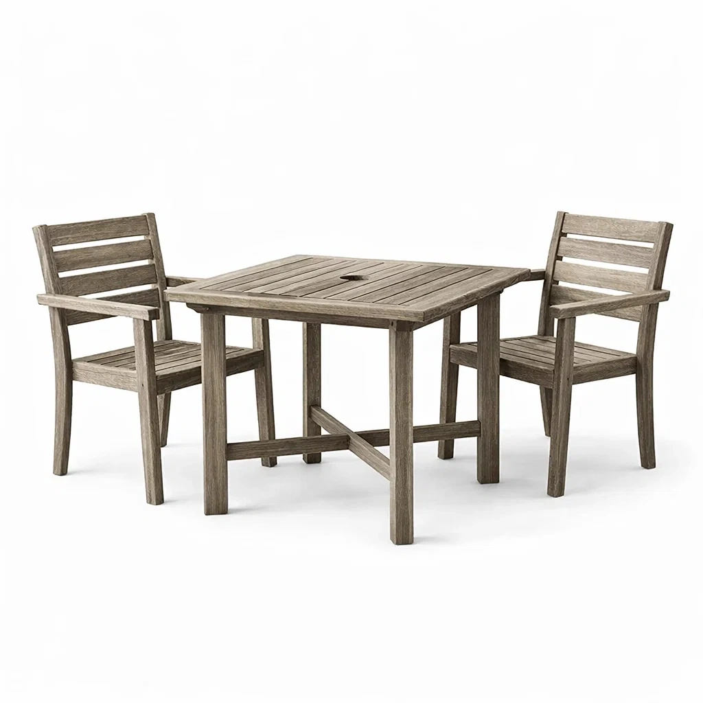 Terrassenmöbel Set aus Teakholz Braun mit quadratischem Tisch