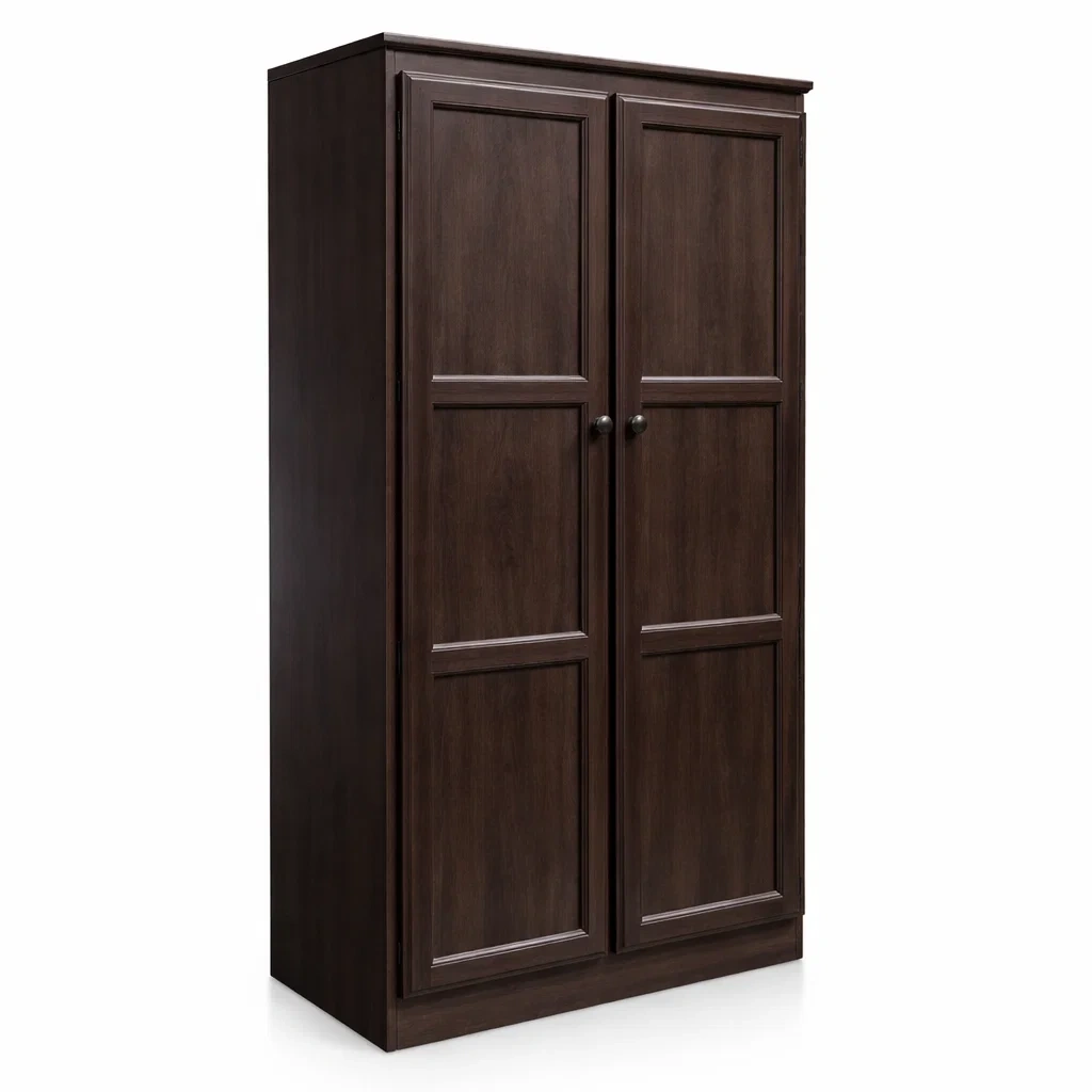 Kleiderschrank aus Holzfaserplatte Dunkelbraun mit zwei Türen