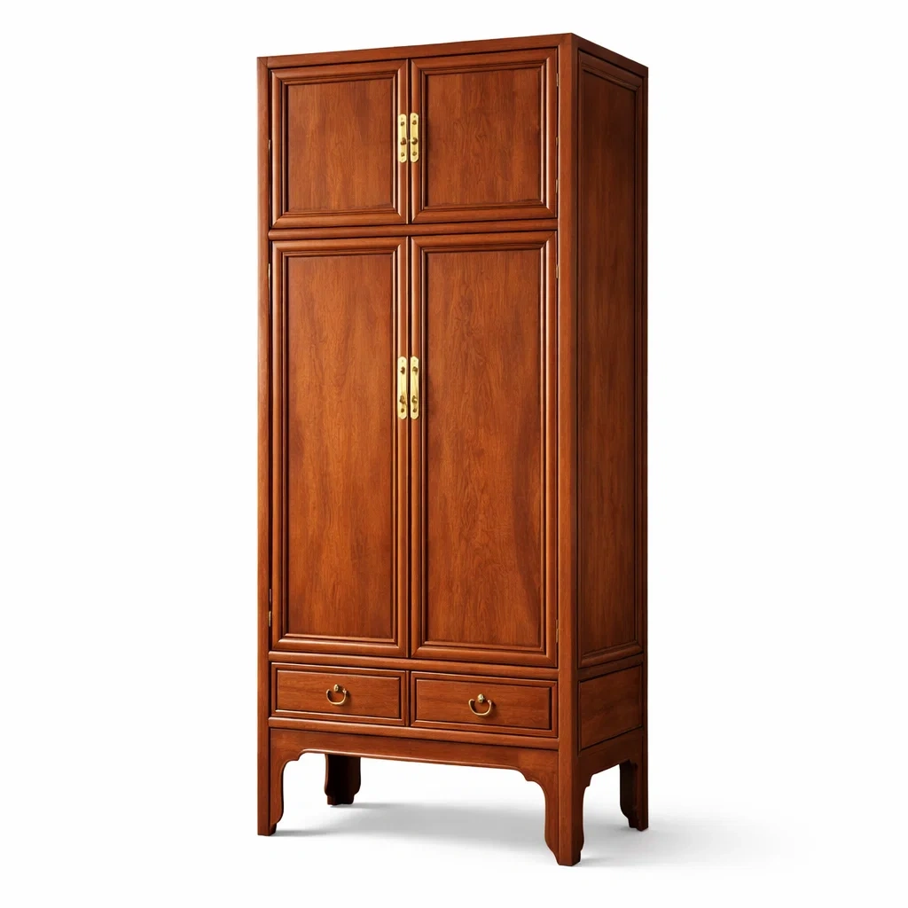 Kleiderschrank aus Eiche Braun mit zwei Türen und Schubladen