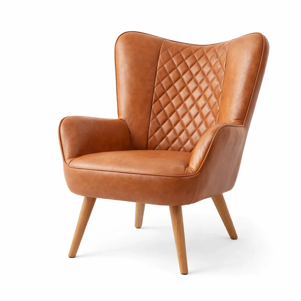 Sessel Eichenholz PU Leder Braun