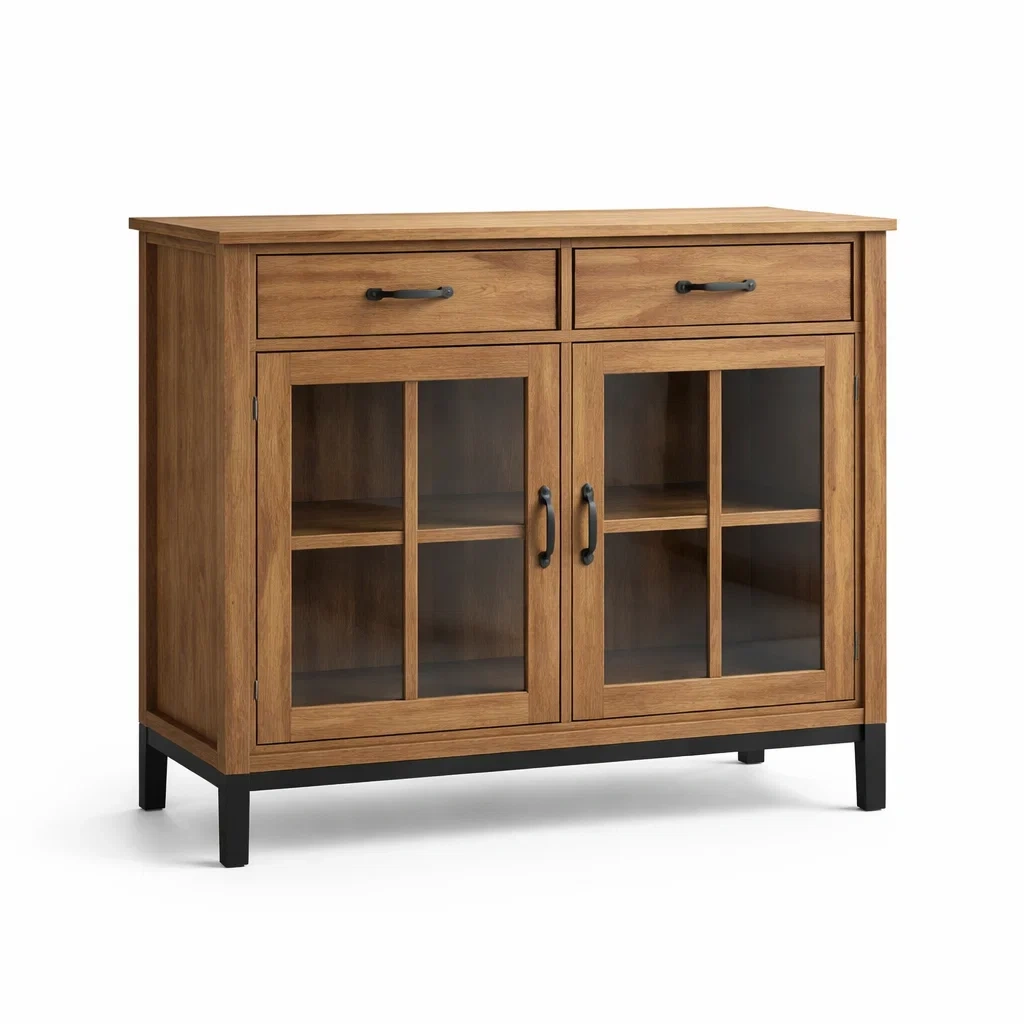 Sideboard MDF mit Glastüren 90 x 40 x 95 cm