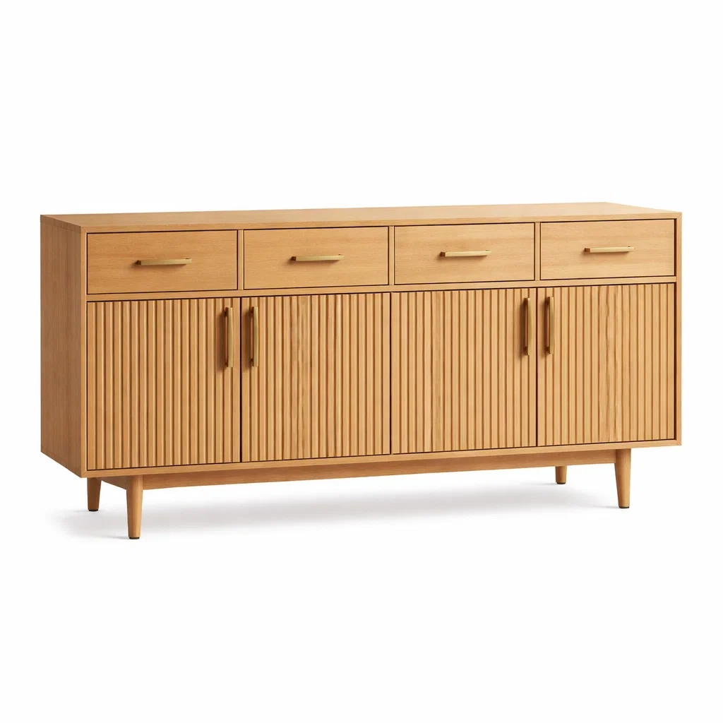 Sideboard Eichenholz mit Lamellentüren und Schubladen