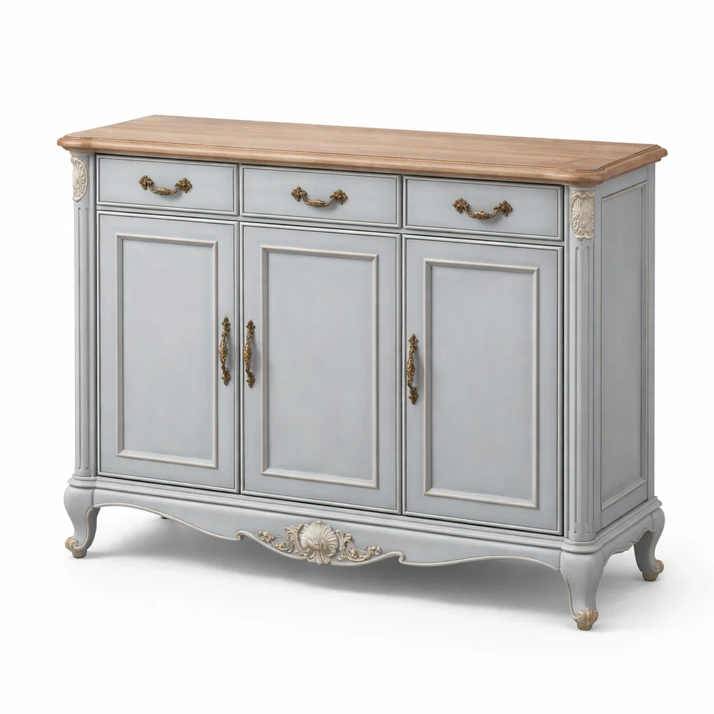 Sideboard Holz mit Schubladen und Türen im Barockstil